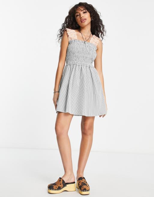Topshop Petite stripe mix and match pinny dress, 4 of 4