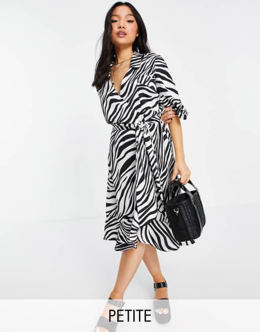 Topshop Petite – Sukienka koszulowa ze wzorem w zebrę