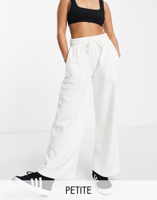 Topshop Petite super wide leg sweatpants in white ASOS