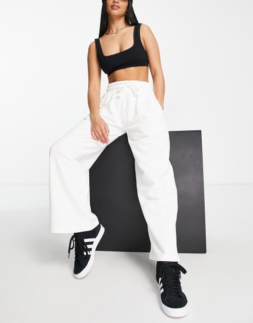 Topshop super wide leg sweatpants in white