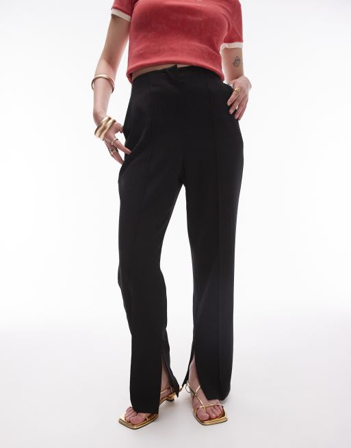 Topshop Petite – Svarta enkla byxor med slits, 4 av 5