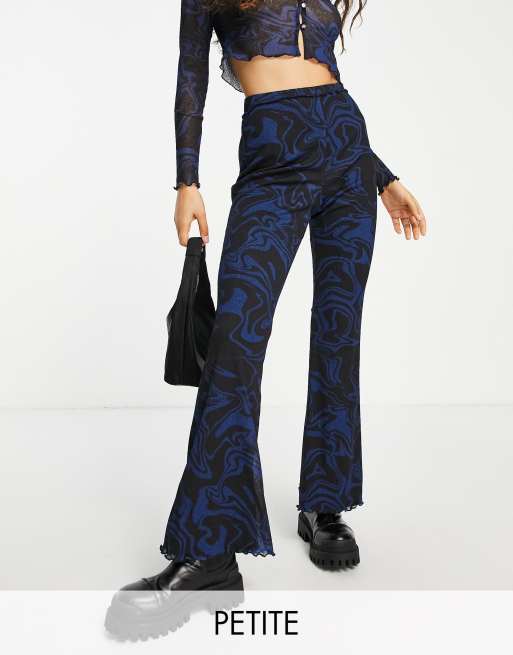Topshop Petite swirl mesh lettuce flare in blue (part of a set)
