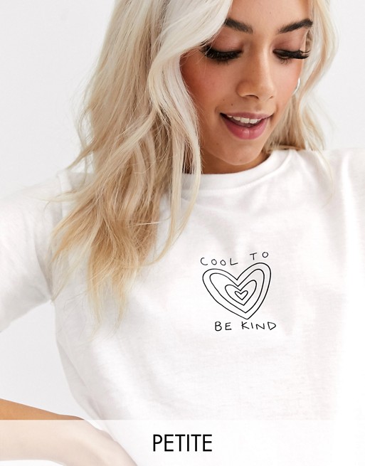 Topshop Petite t-shirt with slogan in white