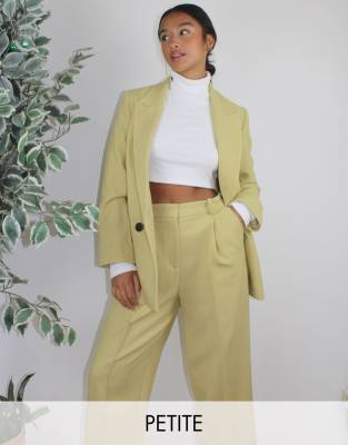 Topshop Petite suit two-piece in lime 