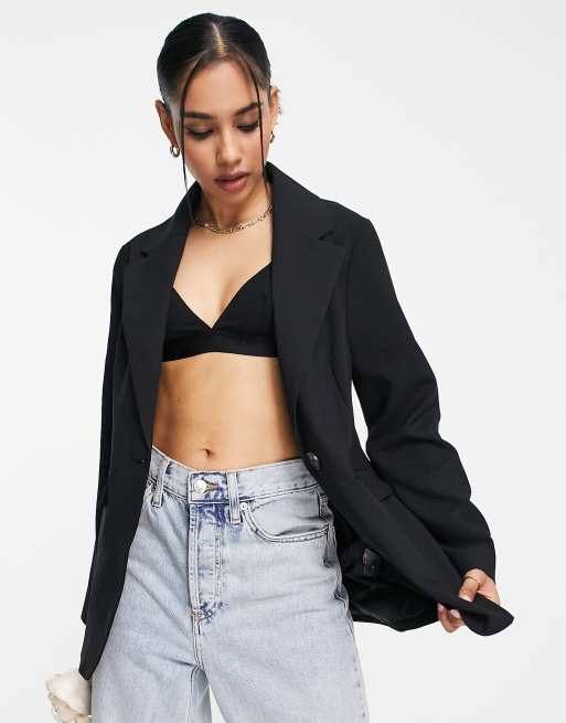 Topshop Petite Tailored single breasted blazer in Black