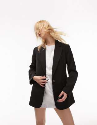 Topshop Petite Tailored Slim Fitting Blazer In Black