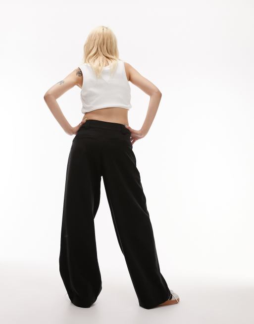 Topshop Petite tailored trouser with side pocket detail in washed