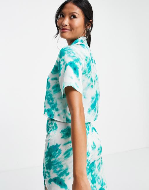 Topshop Petite - Tie-dye overhemd met wolkenprint, deel van co-ord set, 2 van 4
