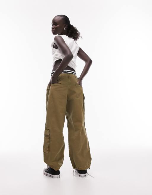 Petite Khaki Tailored Utility Cargo Pants