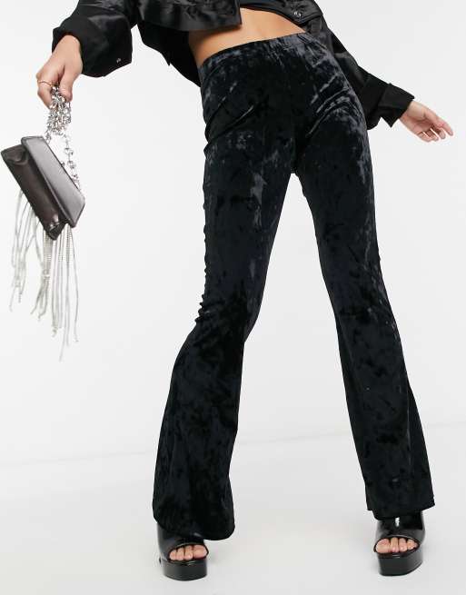 Black Velvet Bell Bottoms, Velvet Flare Pants