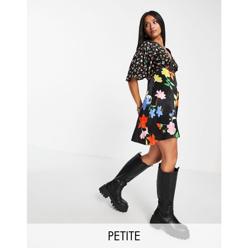Vestiti Tea dresses Topshop Petite - Vestito corto con stampa a fiori mista multicolore 