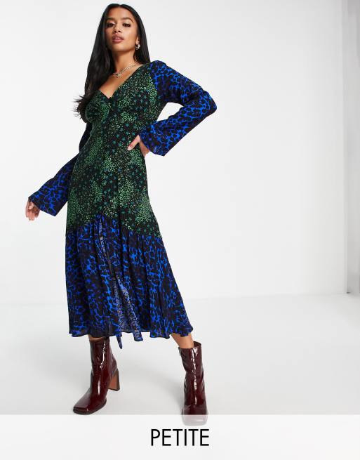 Warehouse green clearance leopard asymmetric dress