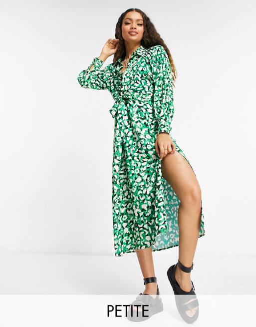 Topshop Petite - Vleermuismouw shirtjurk met dierenprint van viscosemix - MGREEN