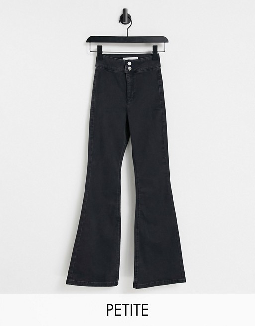 Topshop Petite washed black flare Joni jeans