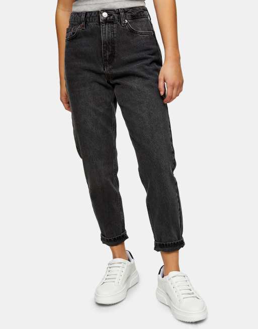 Topshop Petite washed black Mom jean