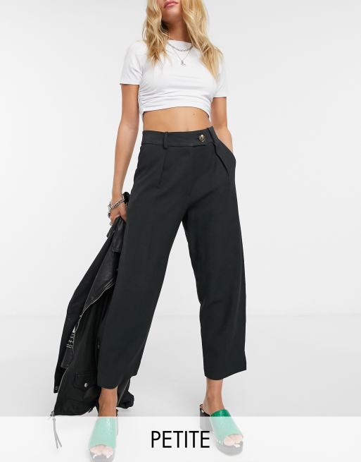 Topshop Petite wide leg pants in black