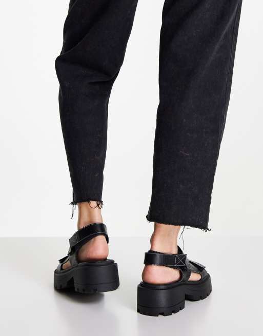 Topshop Petro chunky flat sandal in black