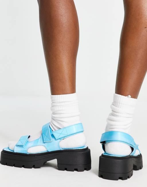 Topshop - Petro - Sandales plates à semelle chunky - Bleu holographique , 3 de 4