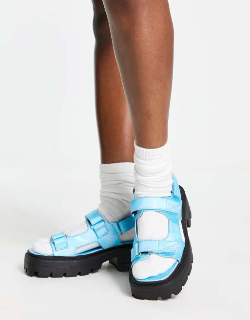 Topshop - Petro - Sandales plates à semelle chunky - Bleu holographique , 4 de 4