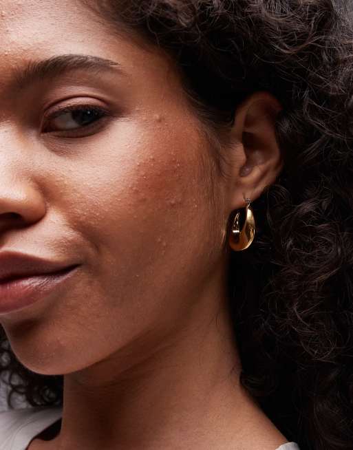 Topshop – Pierre – Guldfärgade tjocka creoler i vattentåligt, rostfritt stål