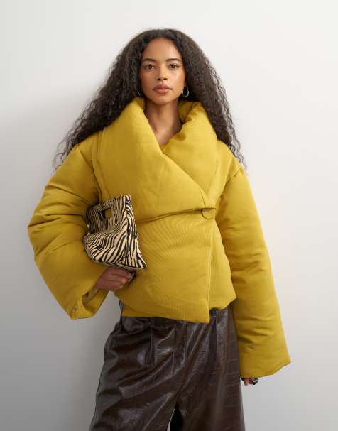 Topshop pillow puffer jacket in mustard - view 1