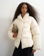 Topshop pillow scarf puffer jacket in ecru