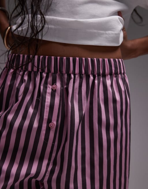 Topshop pink and purple striped boxer shorts in pink - part of a set