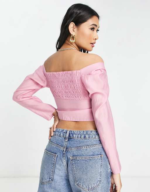 Topshop - Pink bardot-top i hør, 3 af 4