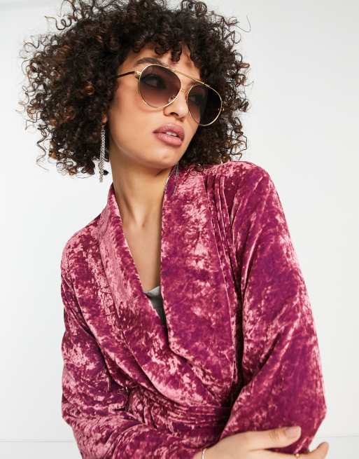 Topshop - Pink blazer i nervøs velour, 3 af 4