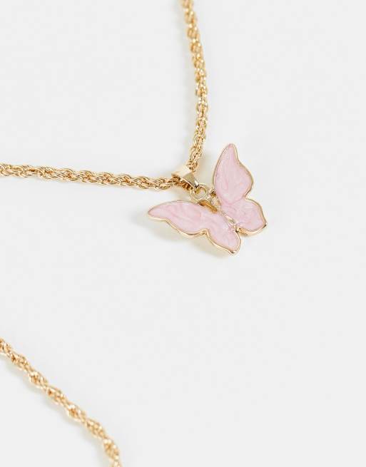 Pink shop butterfly necklace