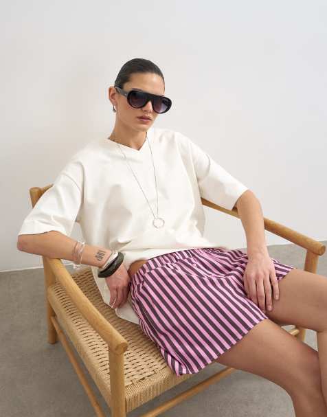 Topshop - Pink og lilla boksershorts med striber - view 1