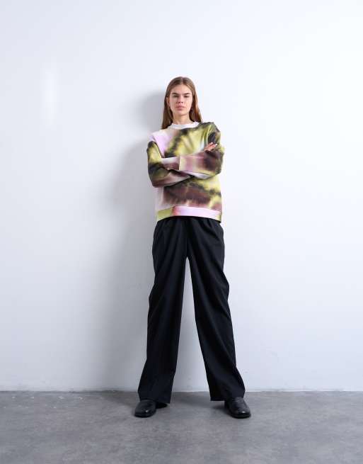 Topshop - Pink oversized sweatshirt med abstrakt print, 4 af 4