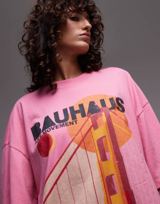 Topshop - Pink oversized T-shirt med Bauhaus-grafik, 3 af 4