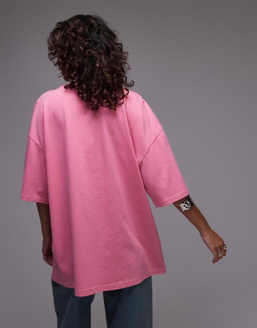 Topshop - Pink oversized T-shirt med Bauhaus-grafik, 4 af 4