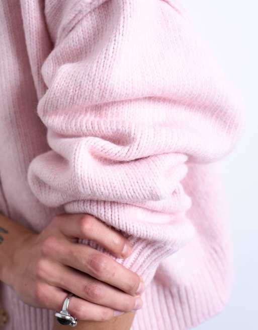 Topshop - Pink strikket afslappet cardigan med synlige sømme, 4 af 4