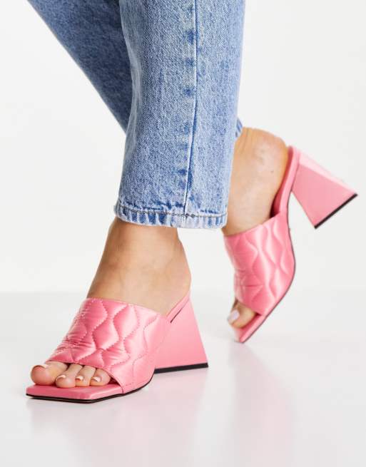 Topshop - Pink vatterede mules med mellemhøj hæl, 2 af 4