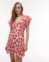 COLLUSION crotchet knit halter dress in red