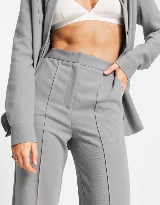 Topshop pinseam straight tailored trouser in grey, 4 of 4