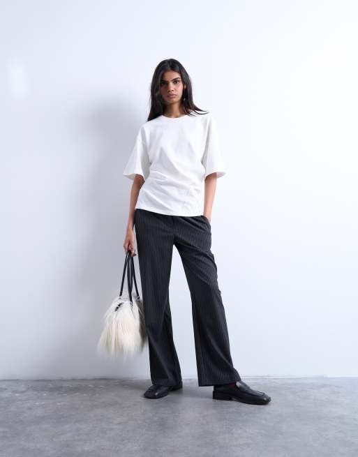 Topshop pinstripe Bobbi boxer trackies in charcoal
