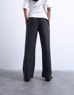 Model wearing Pinstripe boxer jogger in charcoal