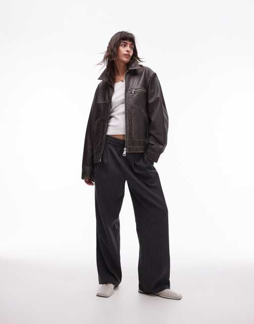 Topshop pinstripe jogger trouser in grey