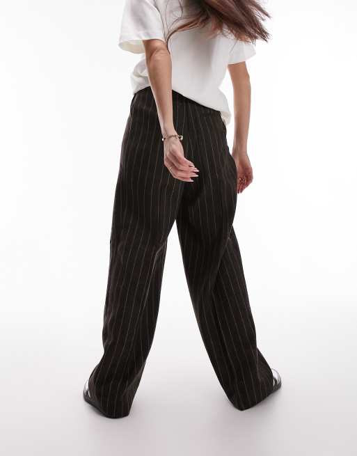 Topshop pinstripe wool pants in brown - part of a set , 5 of 5