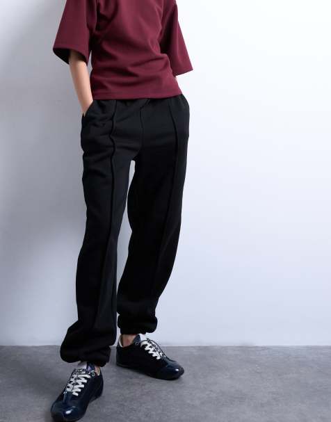 Topshop pintuck cuffed jogger in black - view 2