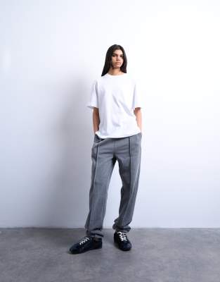Topshop Topshop pintuck cuffed jogger in dark grey marl