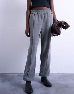 Pintuck cuffed jogger in dark grey marl