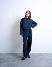 Topshop pintuck cuffed jogger in dark navy
