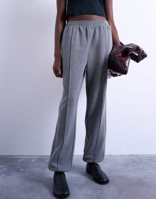 Topshop Pintuck Cuffed Sweatpants In Gray