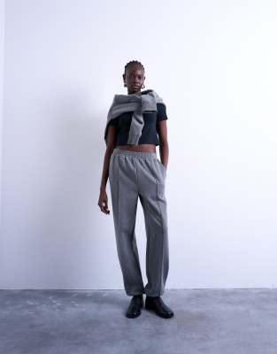 Topshop Pintuck Cuffed Sweatpants In Gray