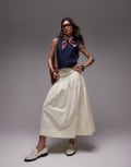 [Topshop] Topshop pintuck poplin full skirt in buttermilk-White 18 Buttermilk