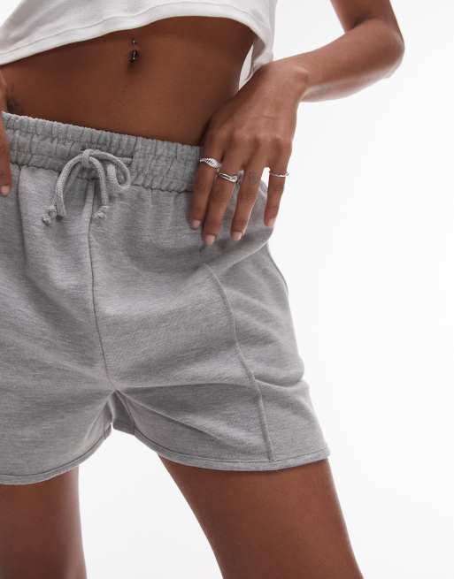 Topshop pintuck sweat shorts in gray heather | ASOS